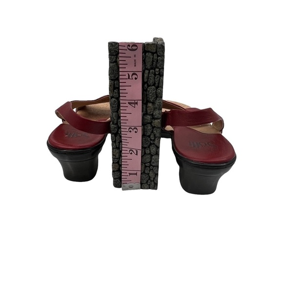 Sofft Burgundy Sling Back Open Toe Heeled Leather Sandals Size 8 Narrow Women’s - Picture 8 of 9